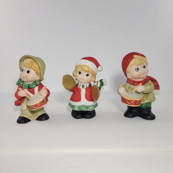 3pc Vintage Ceramic Kids with Musical Instruments Christmas Set HOMCO - Picture 1 of 6